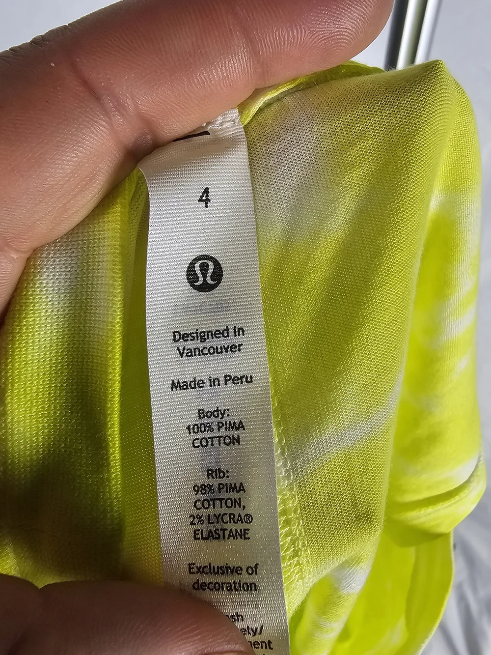 lululemon athletica Neon Yellow & White Tie-Dye Tank Top